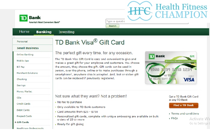 tdbank com Business Gift Cards online banking