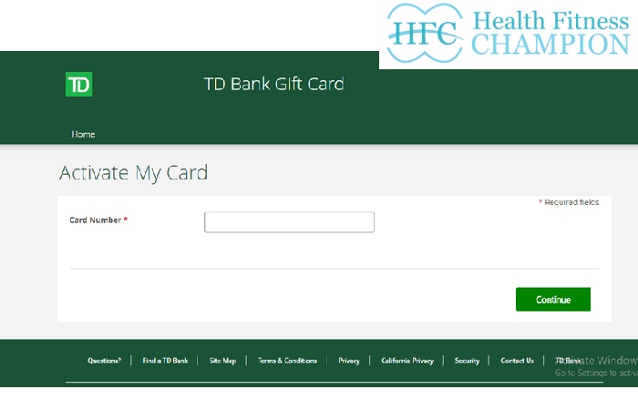 Activate online giftcard