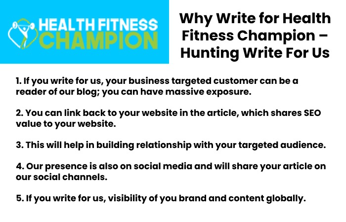 Why Write for Health Fitness Champion – Hunting Write For Us