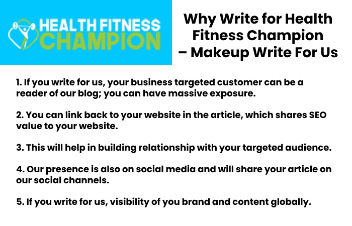Why Write for Health Fitness Champion – Makeup Write For Us