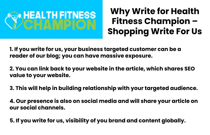 Why Write for Health Fitness Champion – Shopping Write For Us