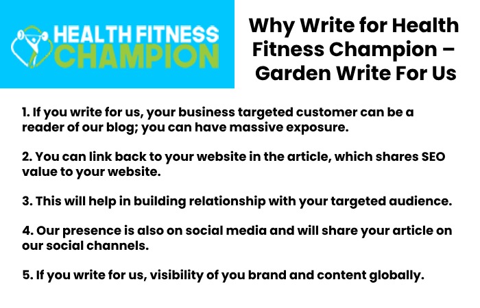 Why Write for Health Fitness Champion –  Garden Write For Us