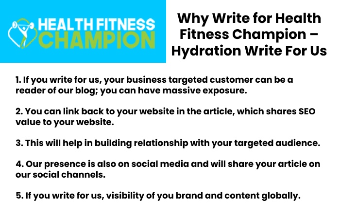 Why Write for Health Fitness Champion – Hydration Write For Us